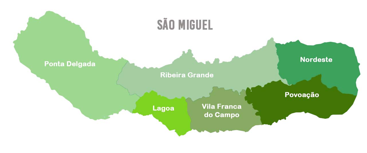 Map of the administrative divisions of São Miguel Island